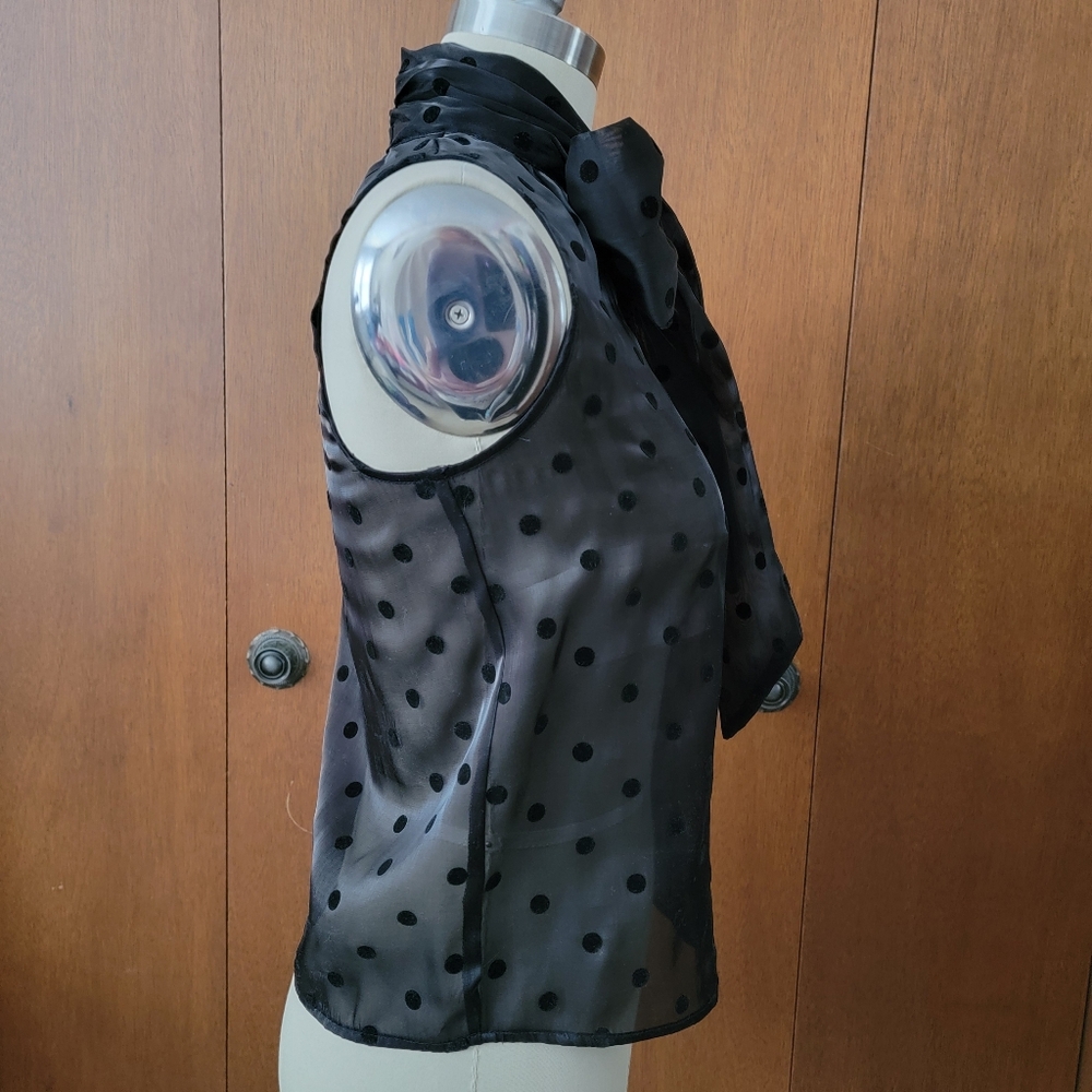 Joie Black Sheer Polka Dot Bow Tie Halter Top XS NWT - Picture 4 of 6